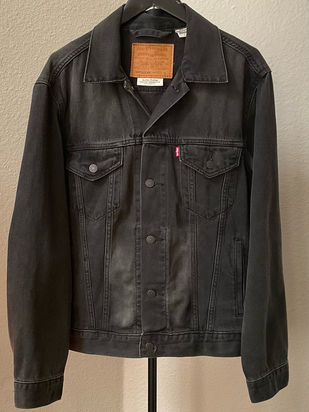 Levi's Black Denim Trucker Jacket with Red Tab